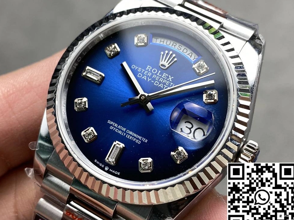 Day 128239-0023 Rolex Date 36mm Steel QF v5 Factory Blue Dial Tungsten 0312